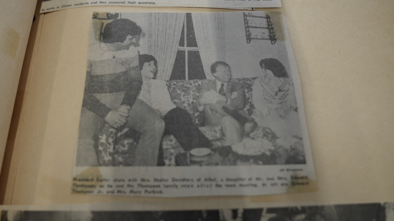 Former President Jimmy Carter during his visit to Clinton, Massachusetts in the first year of his presidency. 